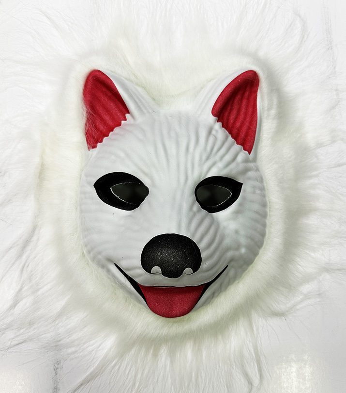 Köpek Maskesi - Kurt Maskesi Yetişkin Çocuk Uyumlu Beyaz Renk Model 2 (4172)