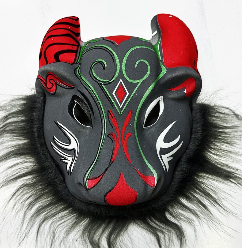 Bufalo Maskesi - Kırmızı Boynuzlu Bufalo Maskesi Yetişkin Çocuk Uyumlu Model 4 (4172)