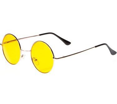 Yuvarlak Cam John Lennon Tarzı Hippi Gümüş Çerçeveli Sarı Gözlük (4172)