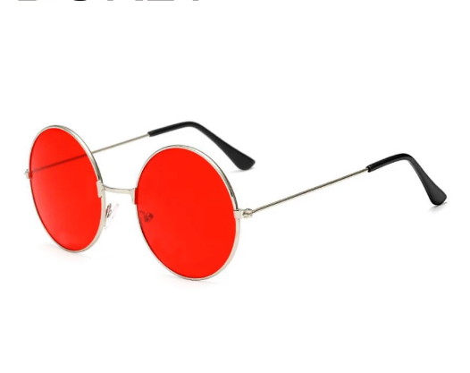 Yuvarlak Cam John Lennon Tarzı Gümüş Çerçeveli Kırmızı Gözlük (4172)