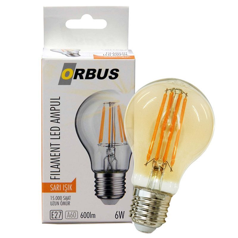 Orbus Orb-f6w Fılament Bulb A60 E27 6 Watt 600 Lümen Amber Led Ampül (4172)