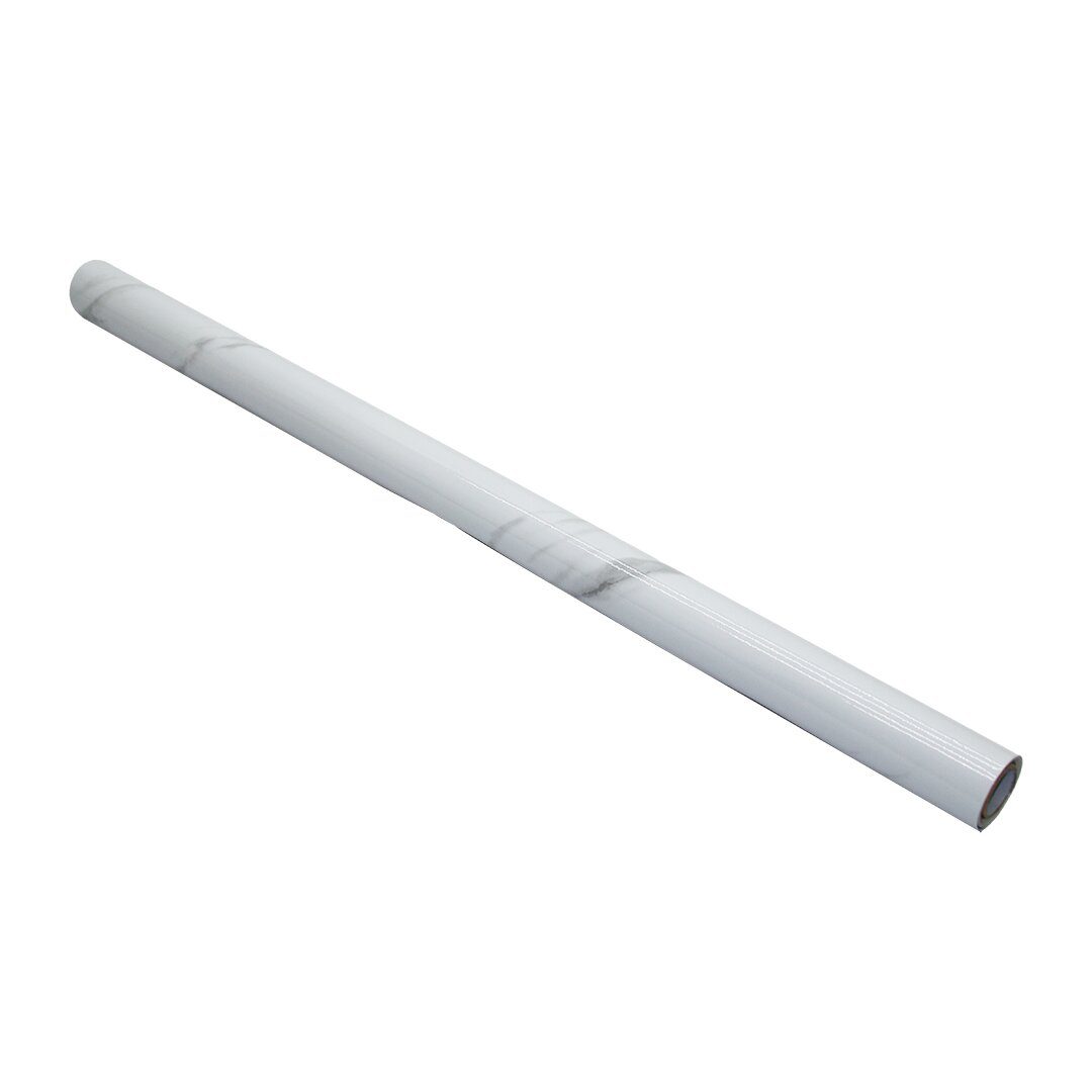 60cm - Beyaz Mermer Tezgah Üstü Yapışkanlı Alüminyum Folyo Sticker (4172)