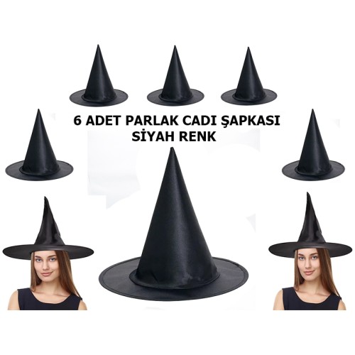 Halloween Cadı Şapkası Yetişkin Ve Çocuk Uyumlu 6 Adet