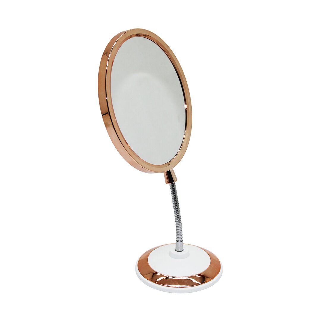Makyaj Ayna Oval Spiralli Esnek Gövdeli Çift Taraflı Büyüteçli Ayna 14.5x17.5x31cm (4172)