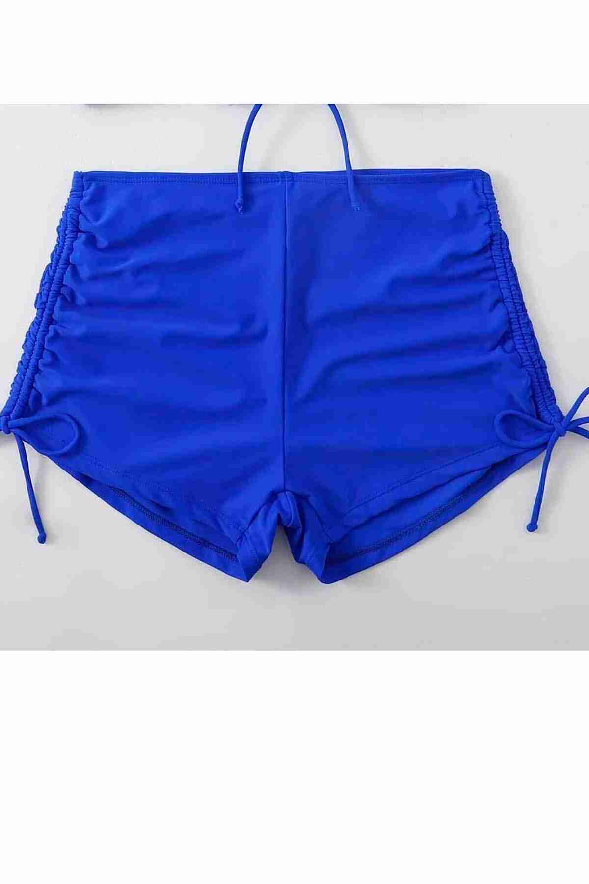 Özel tasarım Büzgü Detaylı Bikini Altı Mavi (Lisinya)