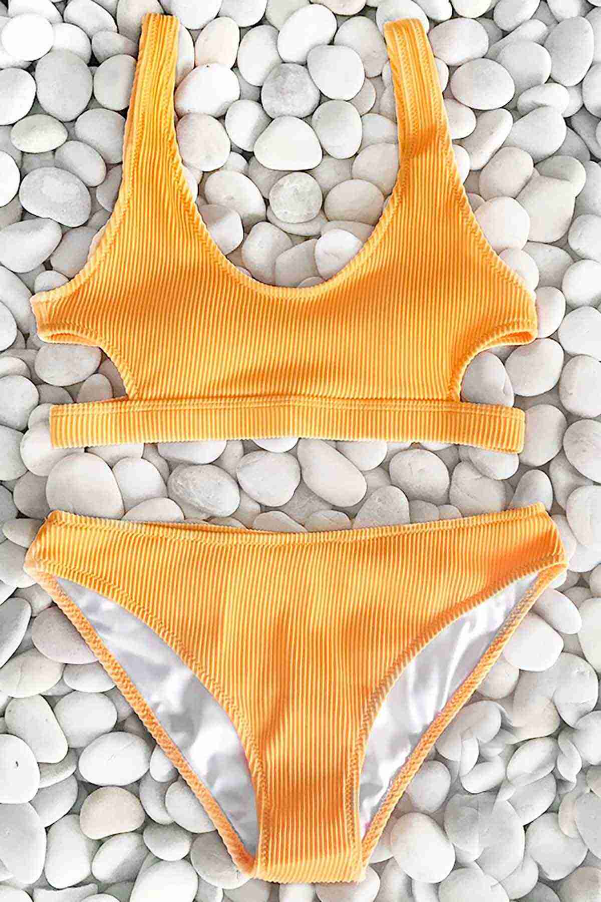 Özel Kumaş Bikini Üstü Sarı (Lisinya)