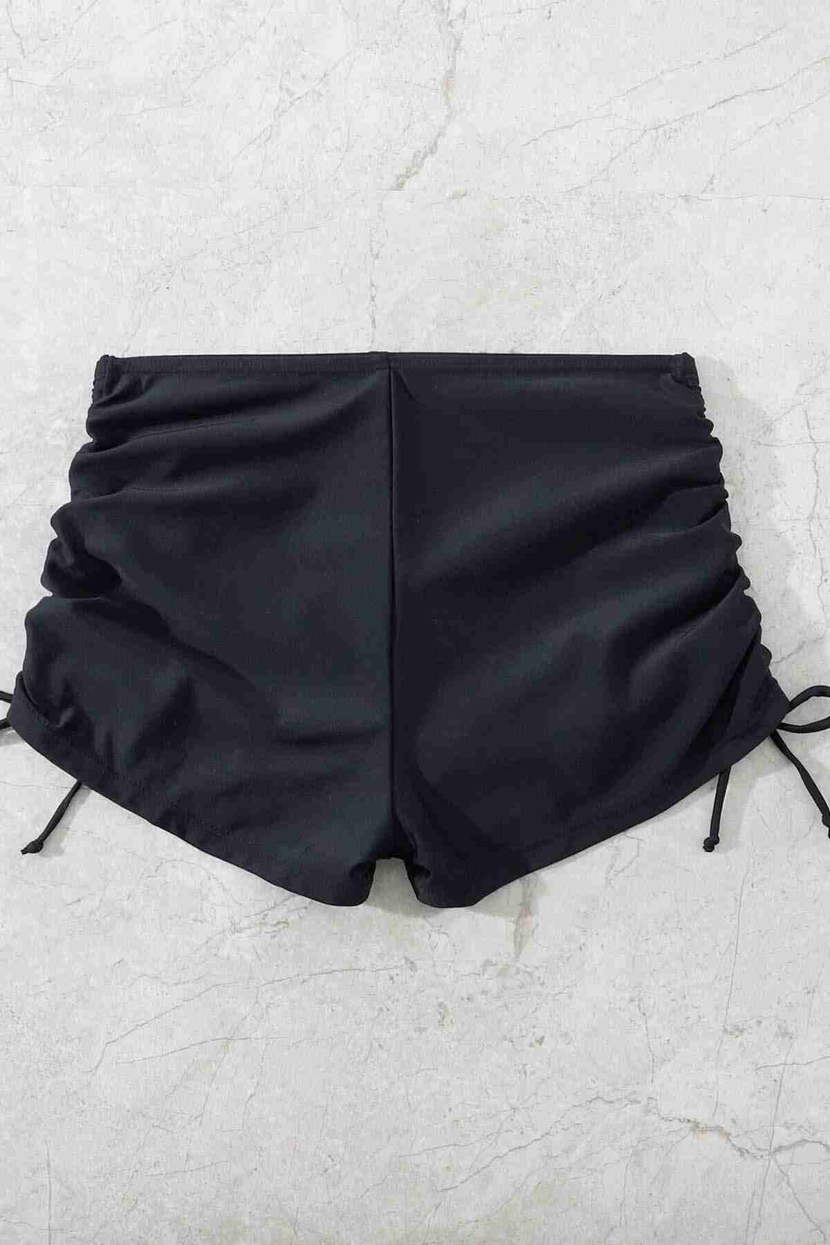 Özel tasarım Büzgü Detaylı Bikini Altı Siyah (Lisinya)