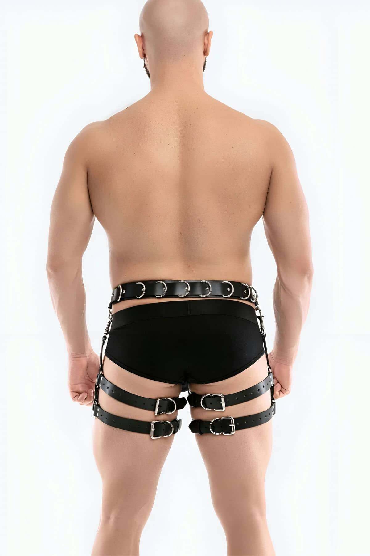 Lisinya41 Bel Ve Bacak Bağlamalı Erkek Harness - Ürün Rengi:Siyah