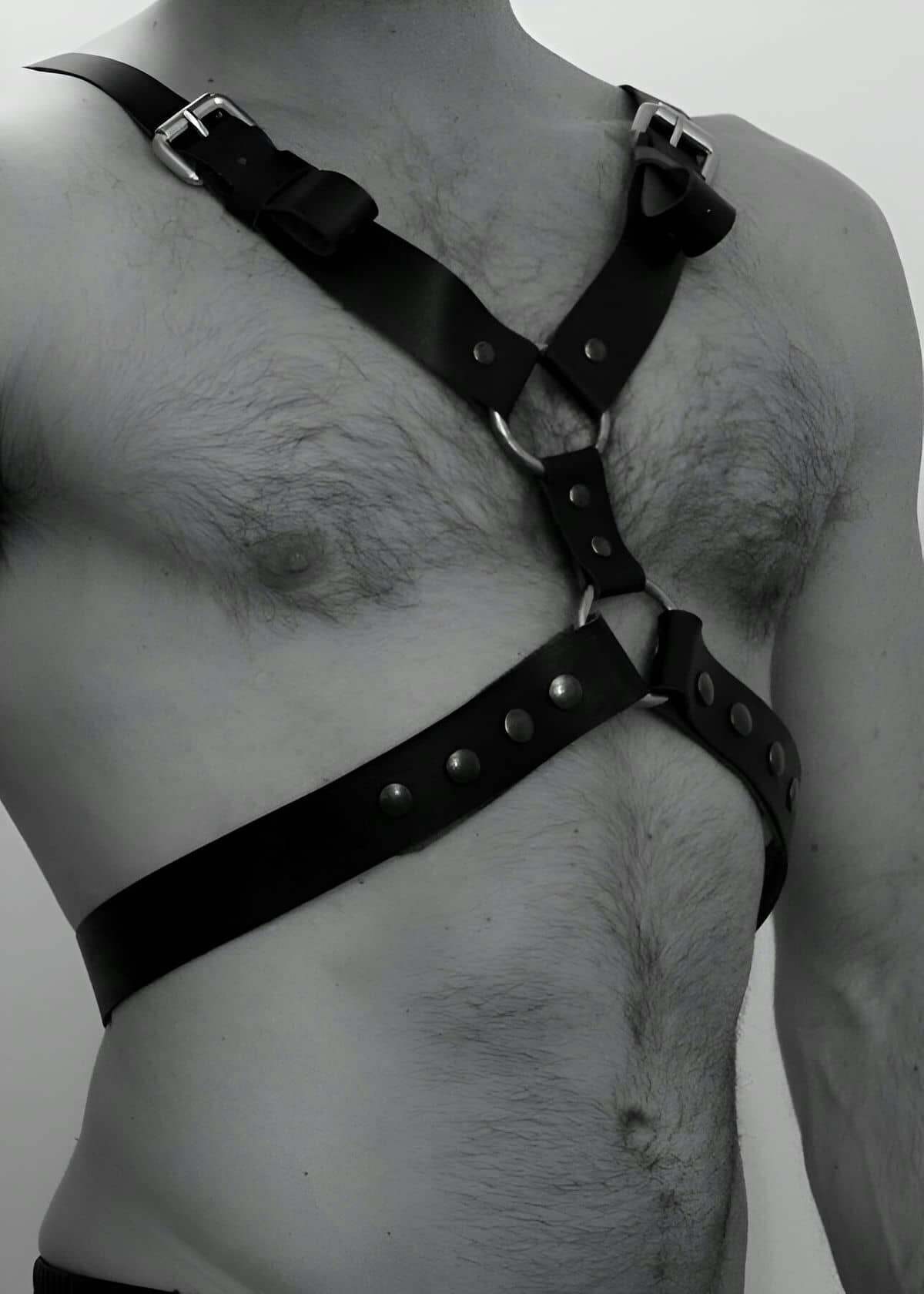 Lisinya41 Çapraz Detaylı Erkek Göğüs Fantazi Giyim - Ürün Rengi:Siyah
