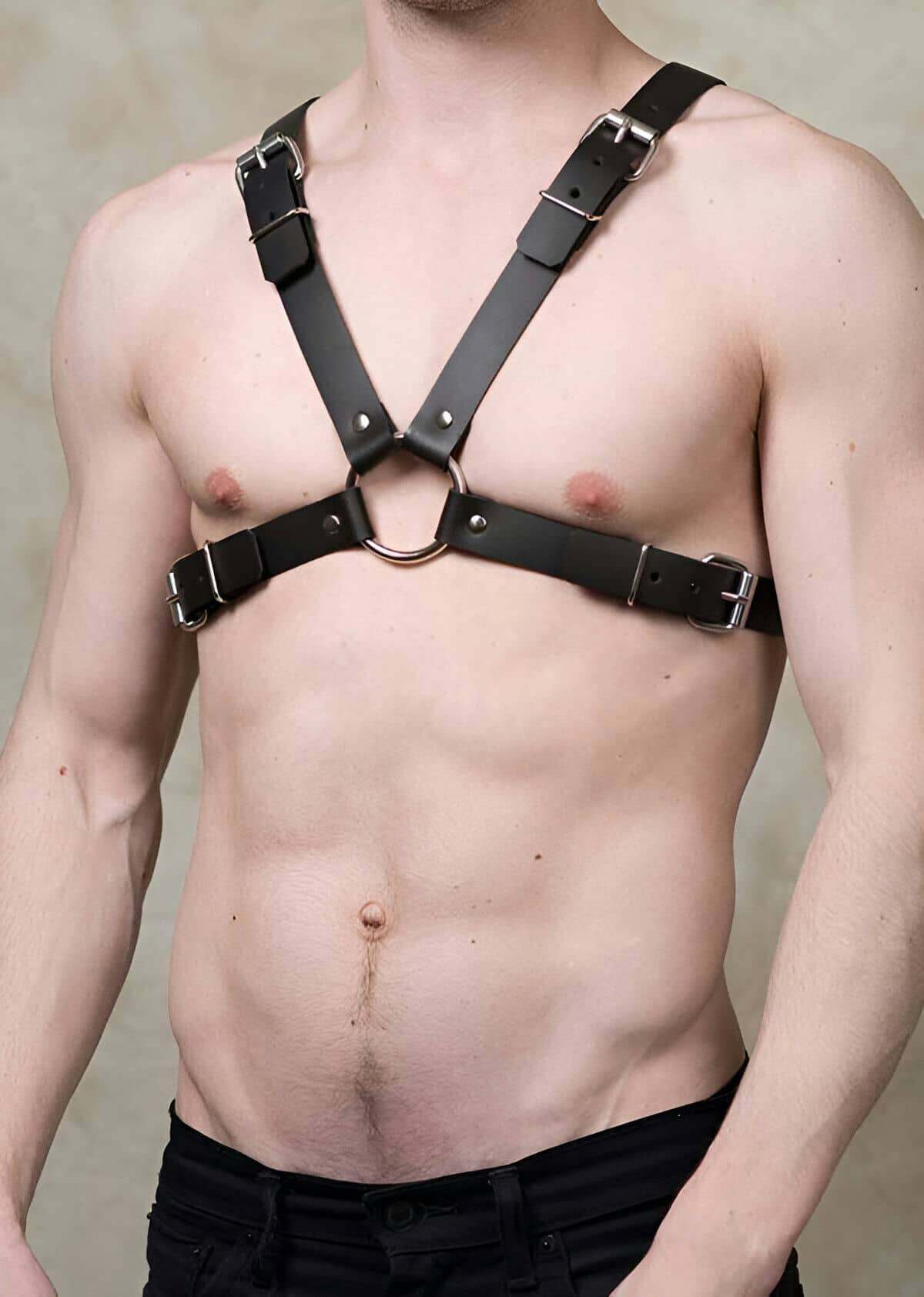 Lisinya41 Çapraz Erkek Göğüs Harness - Ürün Rengi:Siyah
