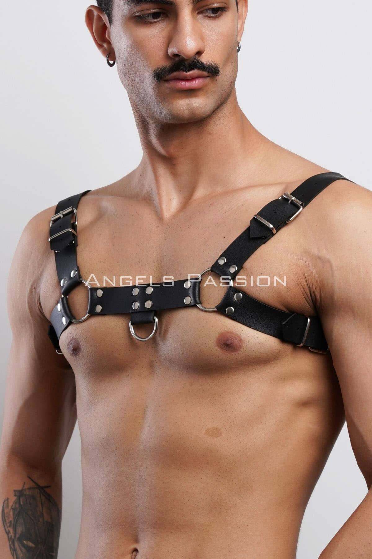 Lisinya41 Erkek Bulldog Harness, Deri Göğüs Aksesuar, Deri Erkek Fantazi Giyim - Ürün Rengi:Siyah