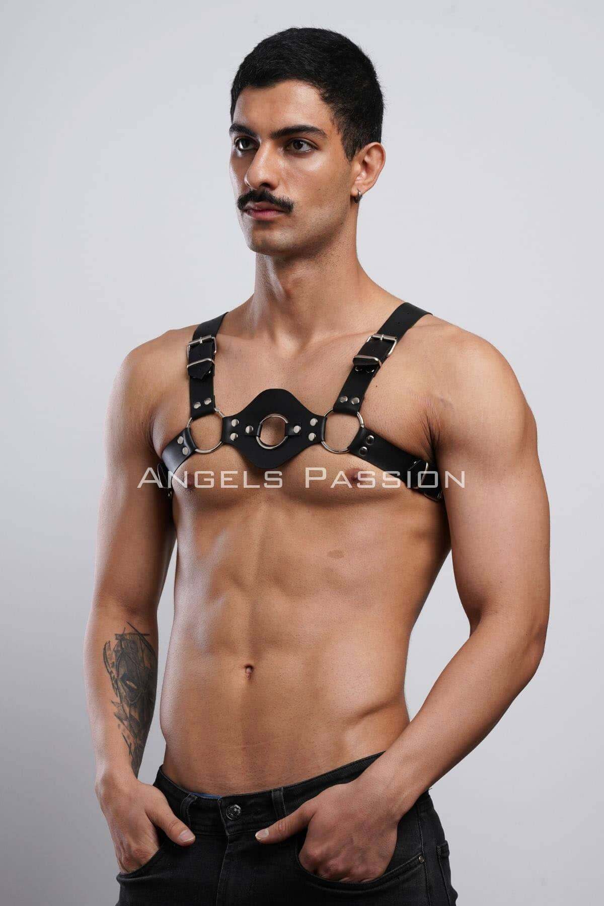 Lisinya41 Erkek Deri Göğüs Harness, Erkek Deri İç Giyim, Fantezi Giyim - Ürün Rengi:Siyah