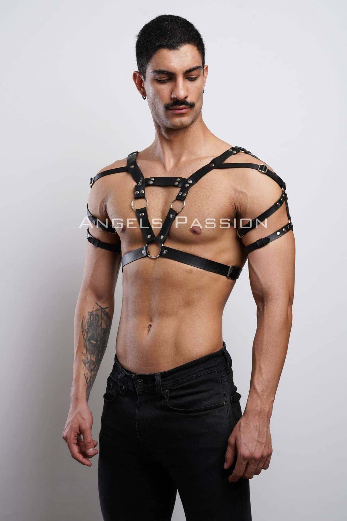 Lisinya41 Erkek Harness, Erkek PartyWear, Deri Erkek Parti Elbise Aksesuarı - Ürün Rengi:Siyah