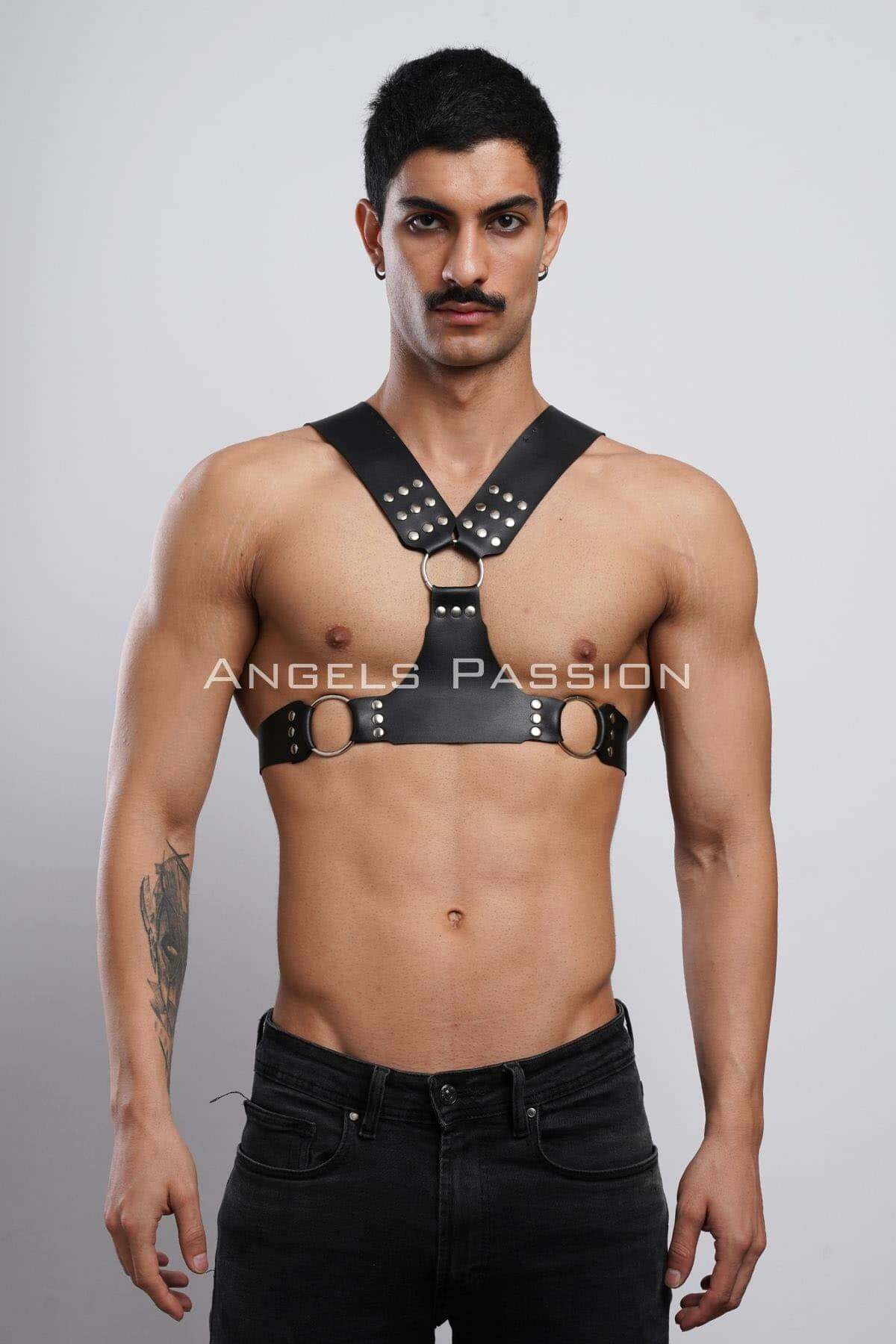 Lisinya41 Erkek Harness, Göğüs Harness, Deri Harness, Clubwear, Partyear - Ürün Rengi:Siyah