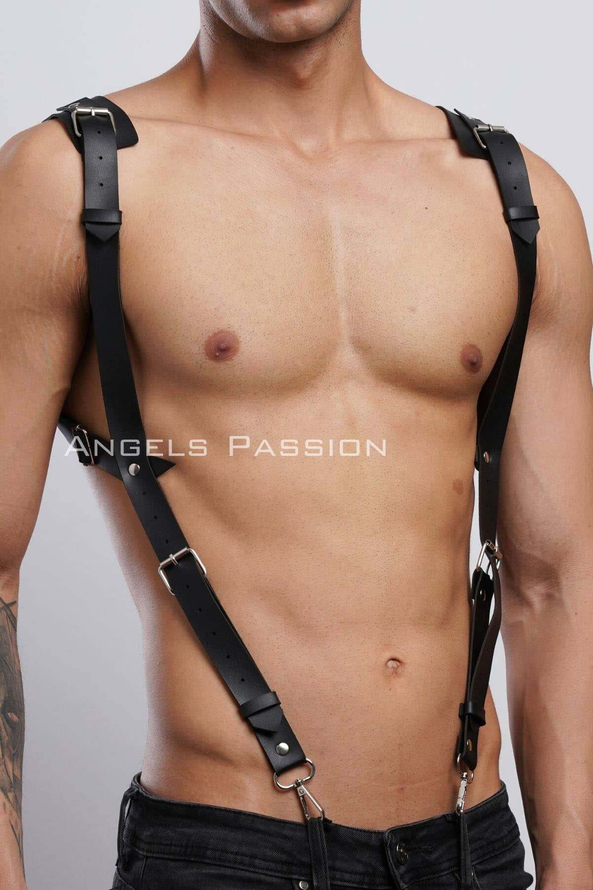 Lisinya41 Gömlek Üzeri Erkek Harness Aksesuar, Omuz Detaylı Deri Harness - Ürün Rengi:Siyah