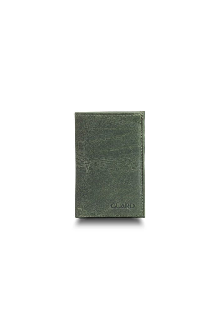 Lisinya359  Antik Yeşil İnce Mini Deri Erkek Cüzdanı