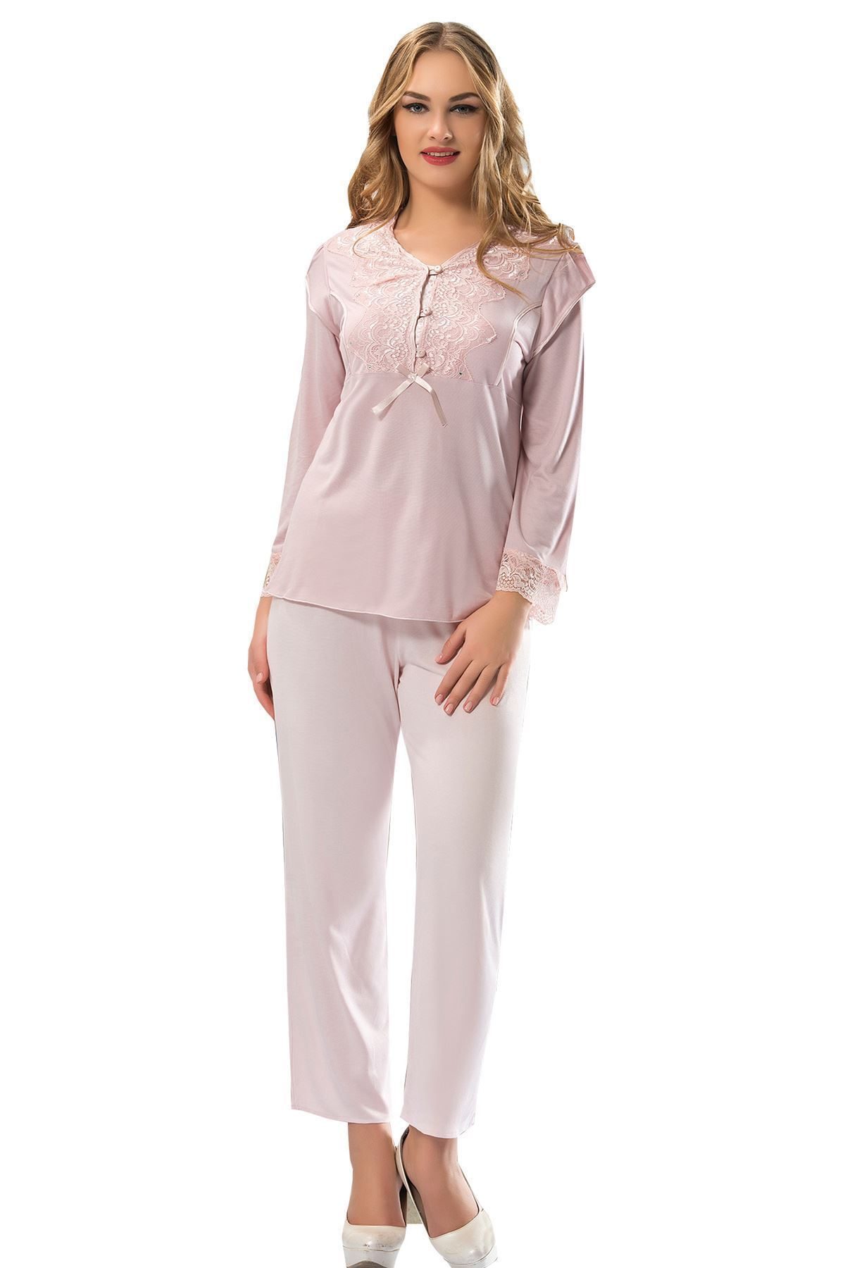 Lisinya946 Ekru Penye Pijama Takımı