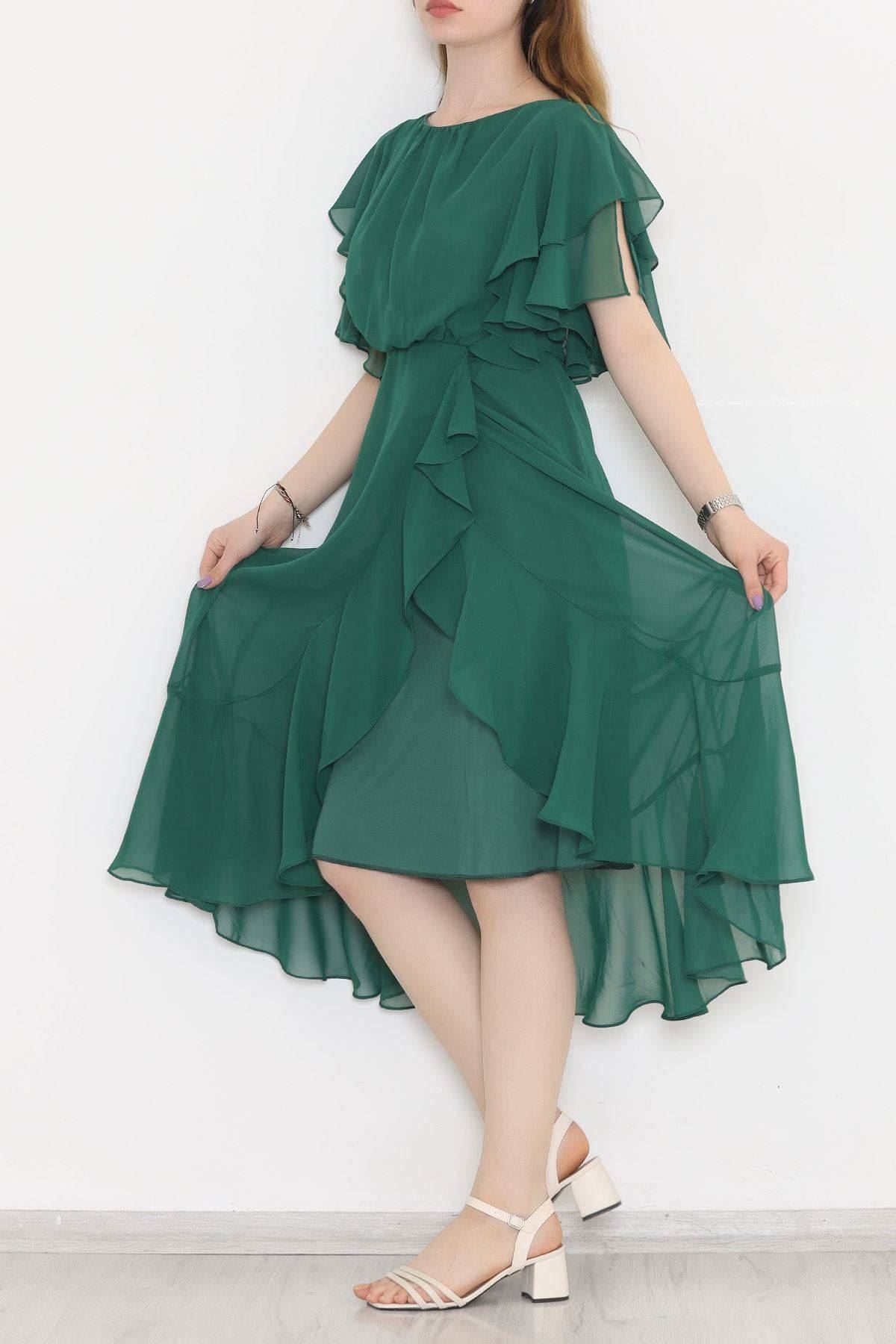 Lisinya275 Beli Lastikli Fırfırlı Elbise Yeşil