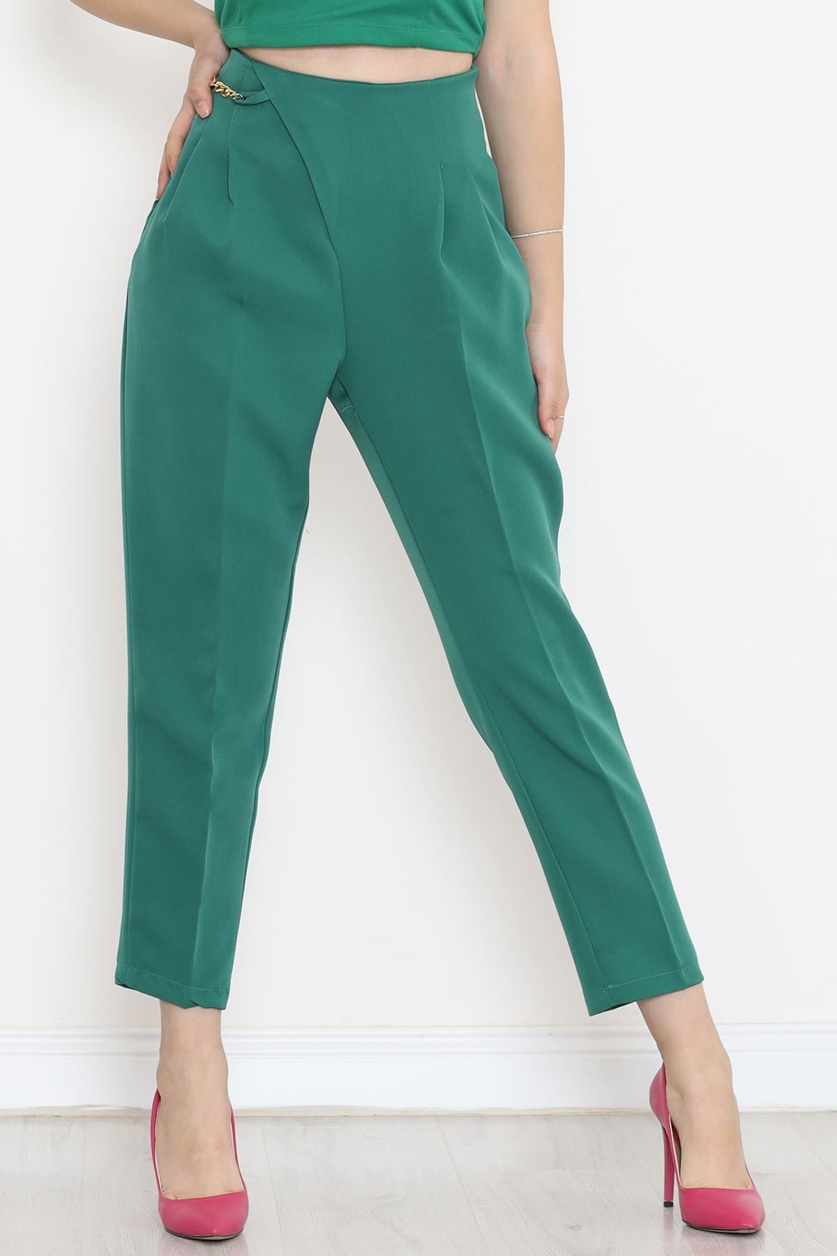Lisinya275 Zincir Detaylı Pantolon Yeşil