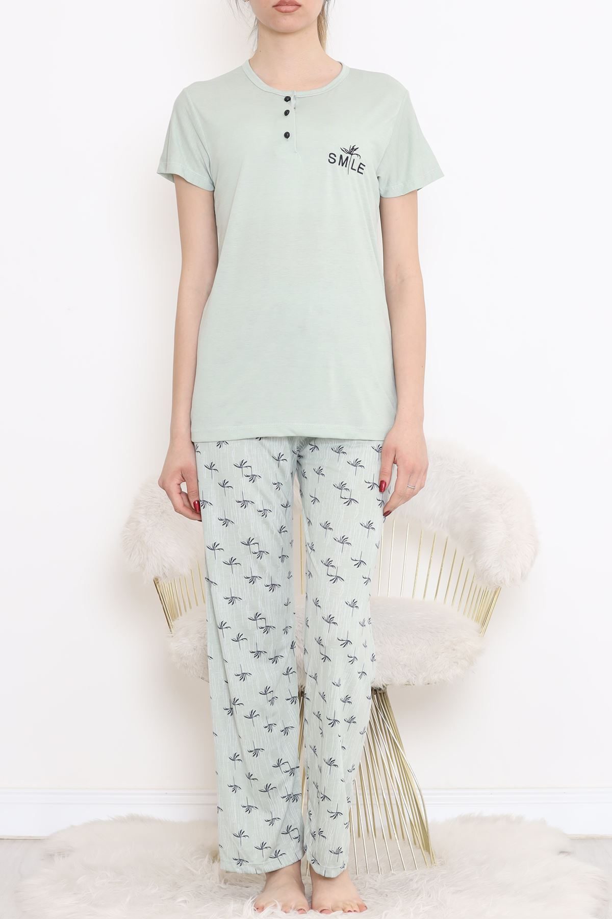 Lisinya275 Düğmeli Pijama Takımı Mintlaci