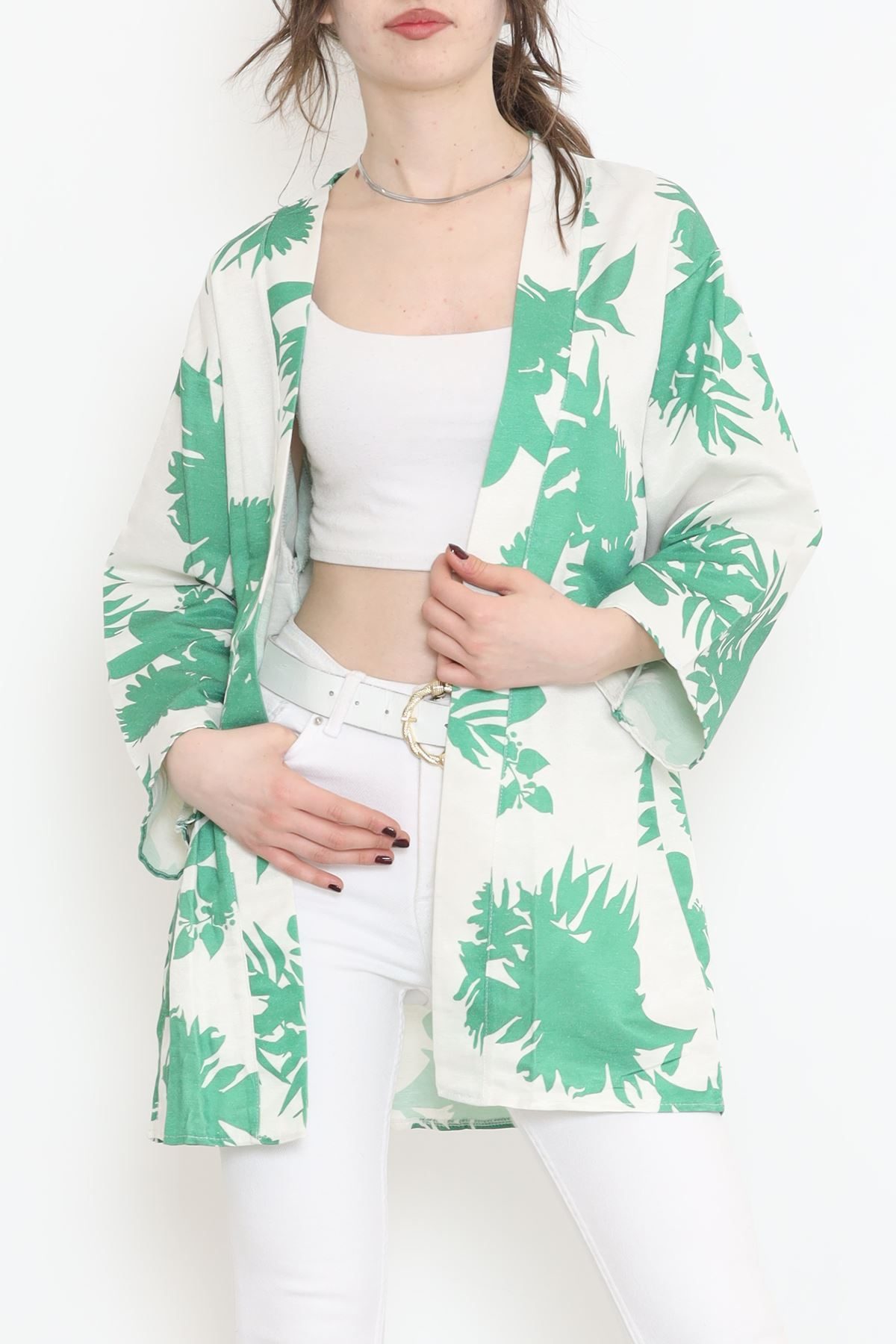Lisinya275 Desenli Kimono Yeşil