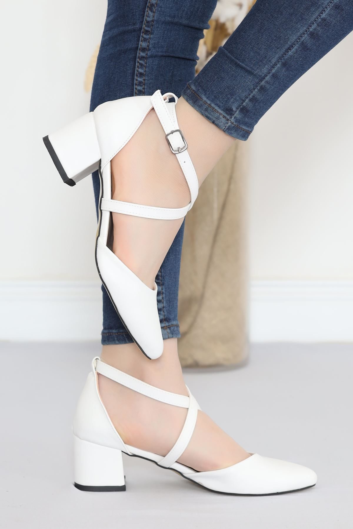 Lisinya275 5 Cm Topuklu Ayakkabı Beyaz