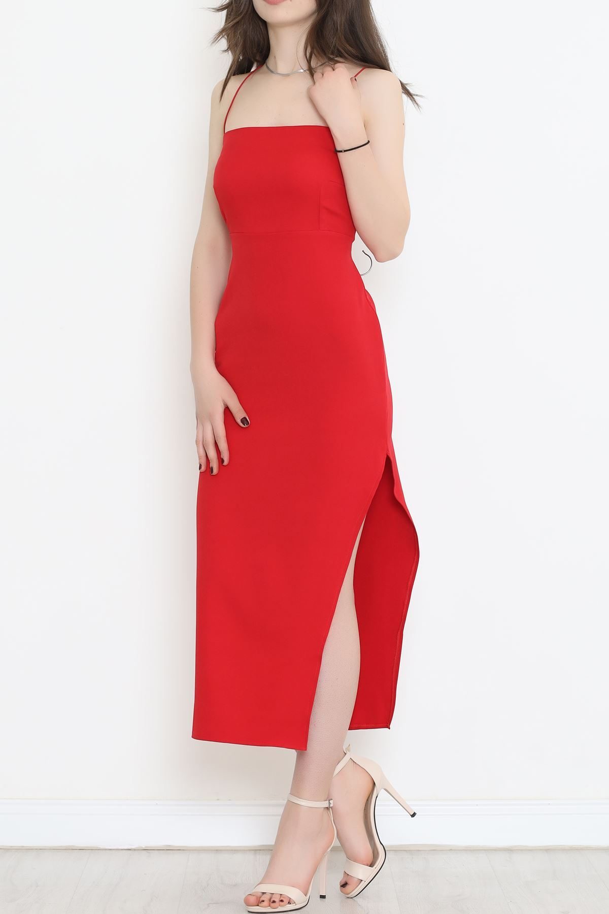 Lisinya275 Yırtmaçlı Elbise Kırmızı
