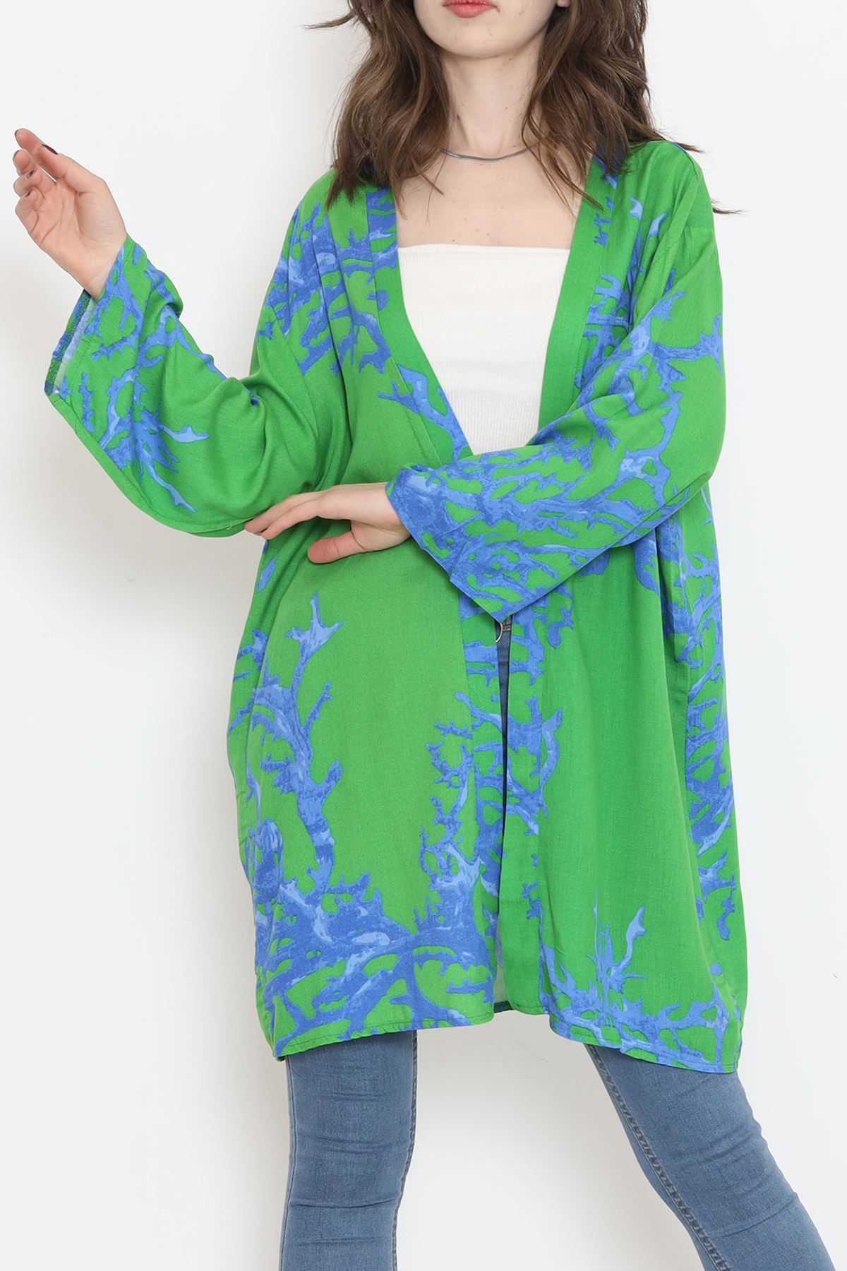 Lisinya275 Desenli Kimono Yeşil