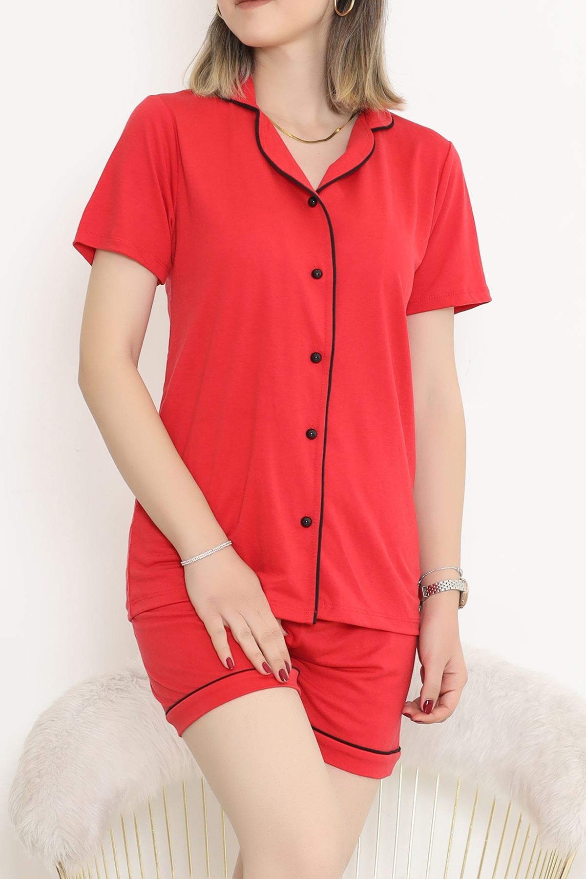 Lisinya275 Şortlu Pijama Takımı Kırmızı