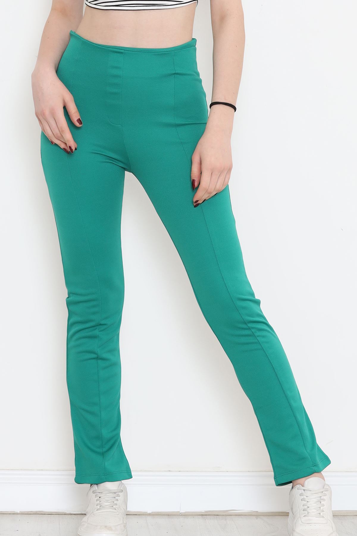 Lisinya275 Yanı Fermuarlı Pantolon Yeşil