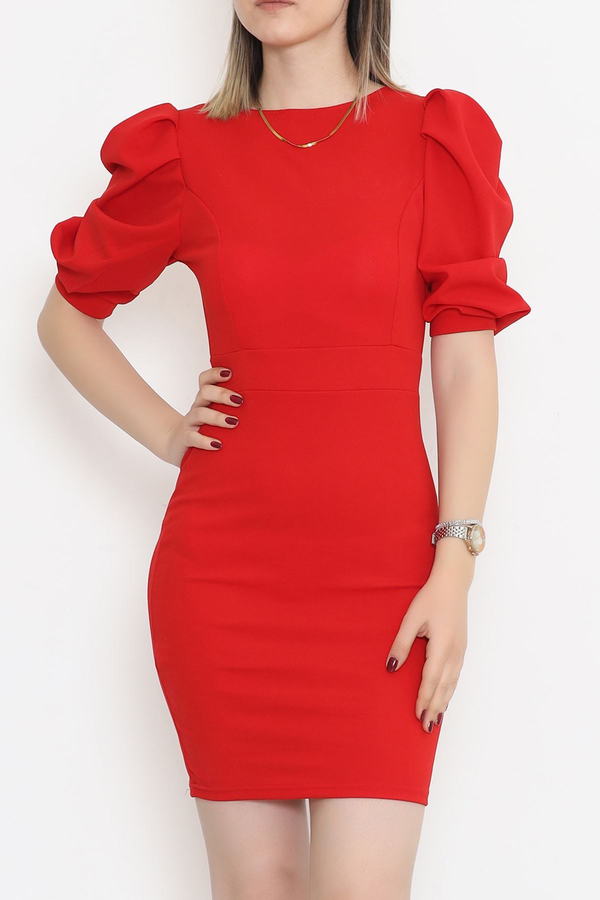 Lisinya275 Krep Elbise Kırmızı