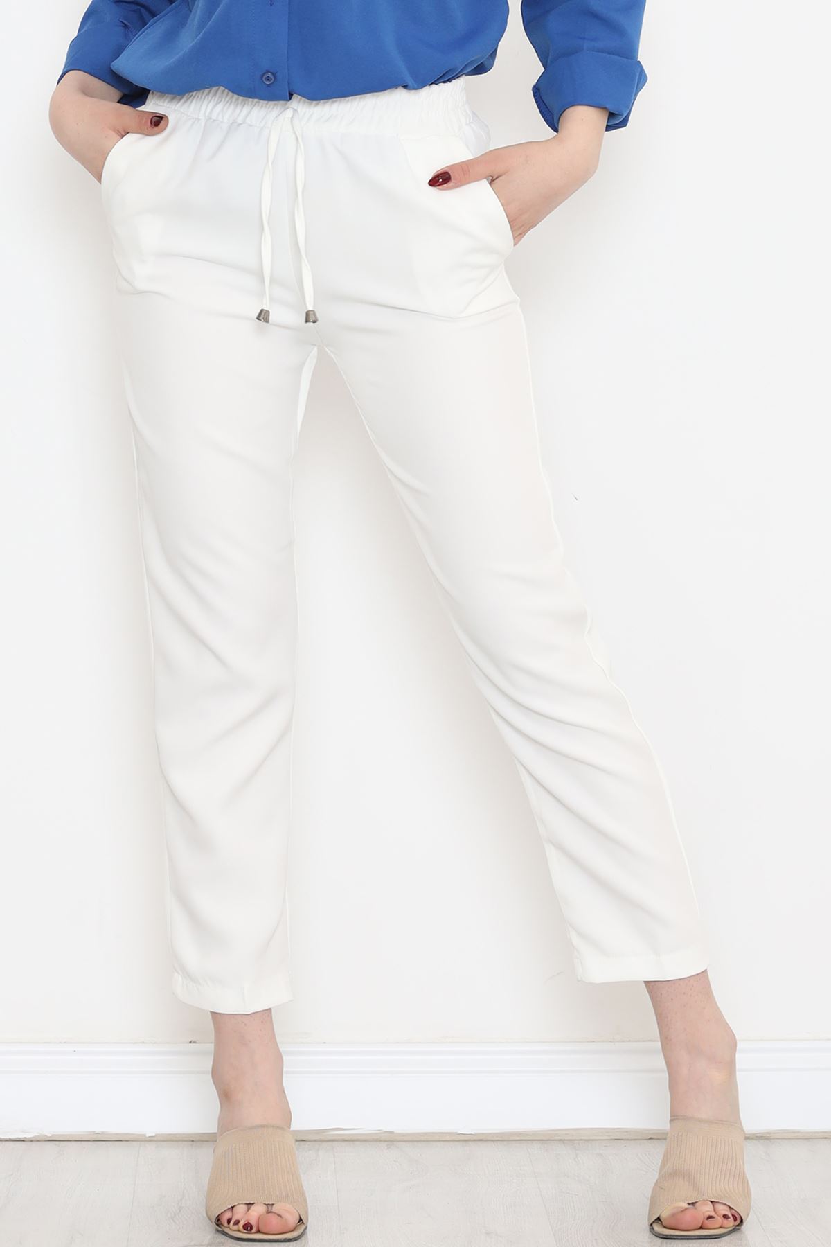 Lisinya275 Beli Lastikli Pantolon Beyaz