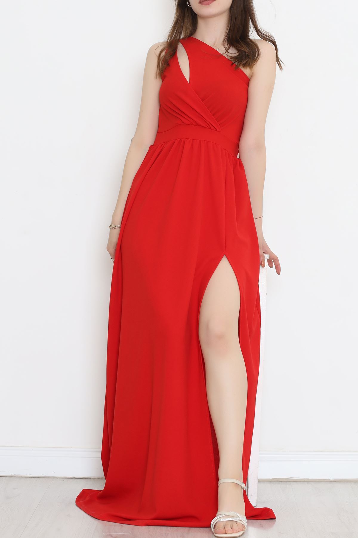 Lisinya275 Yırtmaçlı Uzun Abiye Elbise Kırmızı
