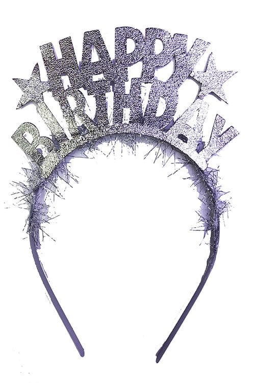 Lisinya193 Gümüş Renk  Birthday Yazılı  Doğum Günü Parti Tacı