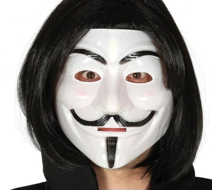 Lisinya193 Siyah Renk Takma Kısa Saç  V For Vendetta Maskesi Anonymous Maskesi