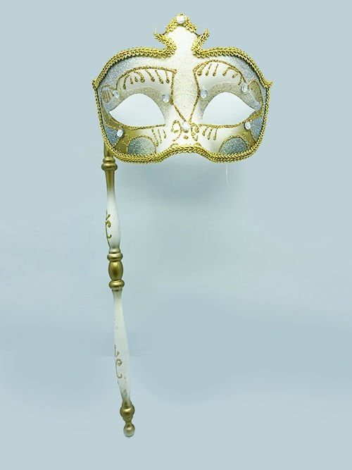 Lisinya193 Venedik Masquerade Sopalı Maske Mavi Renk 17x35 cm