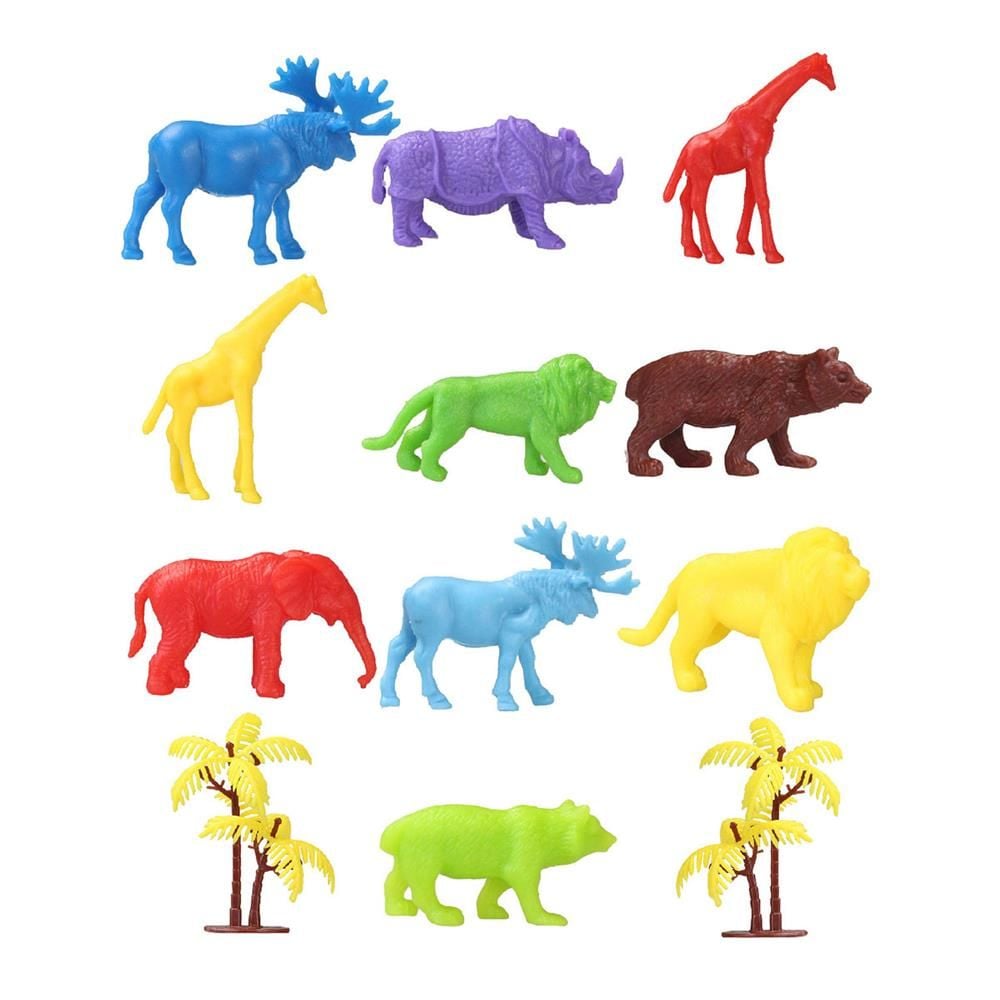 Lisinya193 669 Toy Play 12 Parça Renkli Mini Vahşi Hayvanlar Figür Seti 4-6 cm