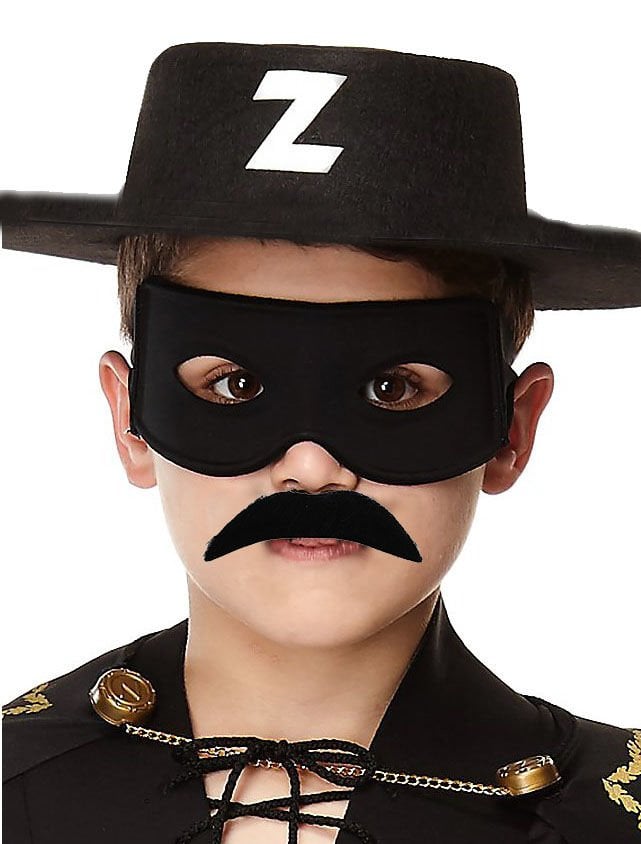 Lisinya193 Siyah Renk Zorro Şapkası Zorro Maskesi  Zorro Bıyık Çocuk Boy