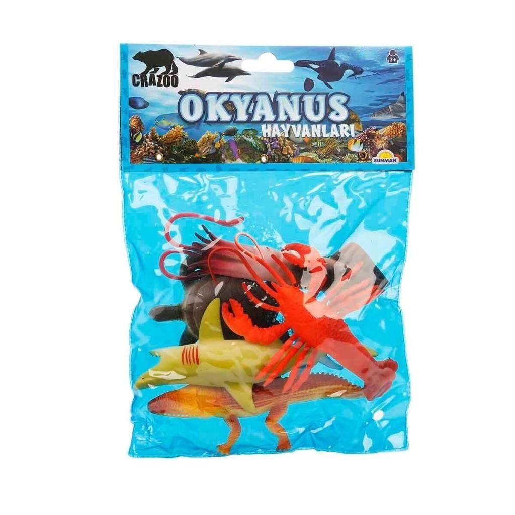 Lisinya193 0709 Okyanus Hayvanları Poşetli Hayvan Oyun Seti Orta Boy