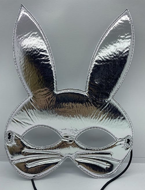 Lisinya193 Gümüş Renk Kumaş Malzemeden İmal Tavşan Maskesi 25X17 cm