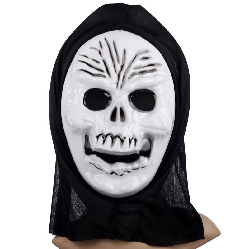 Lisinya193 Plastik Kafatası Maskesi - Kapişonlu İskelet Maskesi 27x20 cm