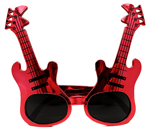 Lisinya193 Kırmızı Renk n Roll Gitar Şekilli Parti Gözlüğü 15x15 cm