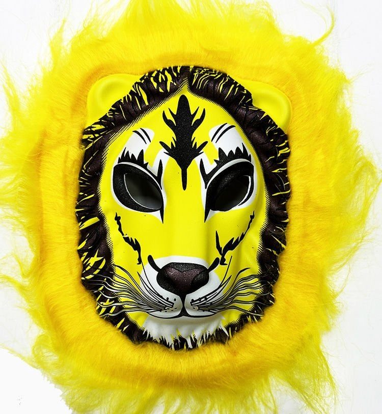 Lisinya193 Aslan Maskesi - Kaplan Maskesi Yetişkin Çocuk Uyumlu Sarı Yeleli Model 9
