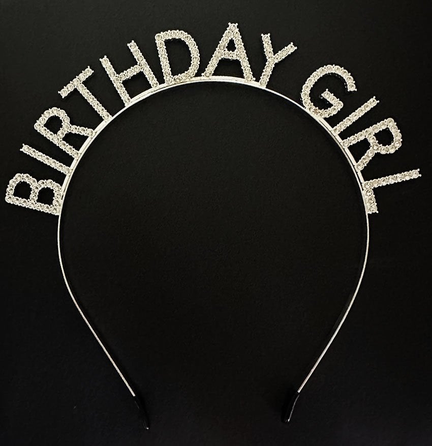 Lisinya193 Gümüş Kristal Taşlı Birthday Girl Doğum Günü Tacı İthal Ürün A Kalite 17x16 cm