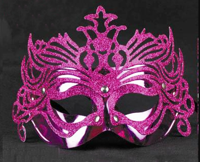 Lisinya193 Metalik Fuşya Pembe Renk Masquerade Kelebek Simli Parti Maskesi 23x14 cm
