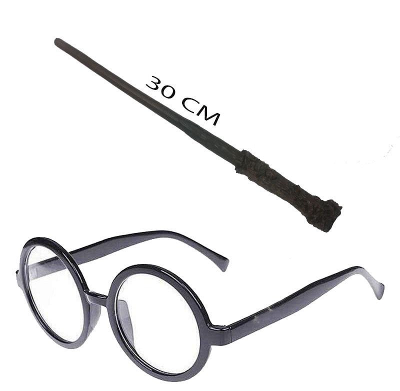 Lisinya193 Harry Potter Asası 30 cm  Siyah Çerçeli Harry Potter Gözlüğü Seti