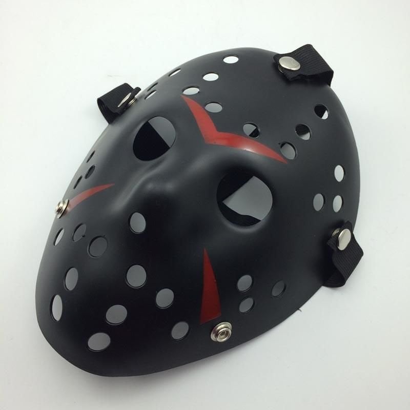 Lisinya193 Siyah Renk Kırmızı Çizgili Tam Yüz Hokey Jason Maskesi Hannibal Maskesi