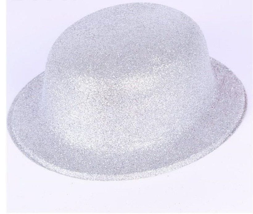 Lisinya193 Gümüş Renk Yuvarlak Simli Plastik Parti Şapkası