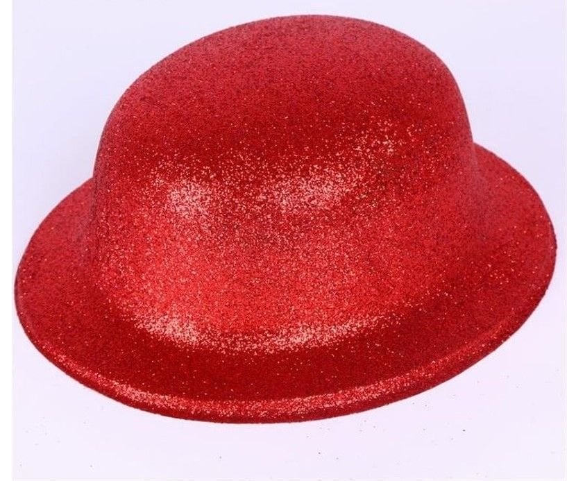 Lisinya193 Kırmızı Renk Yuvarlak Simli Plastik Parti Şapkası