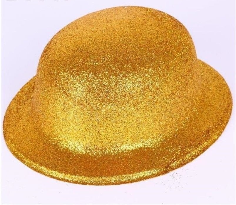 Lisinya193 Altın Renk Yuvarlak Simli Plastik Parti Şapkası